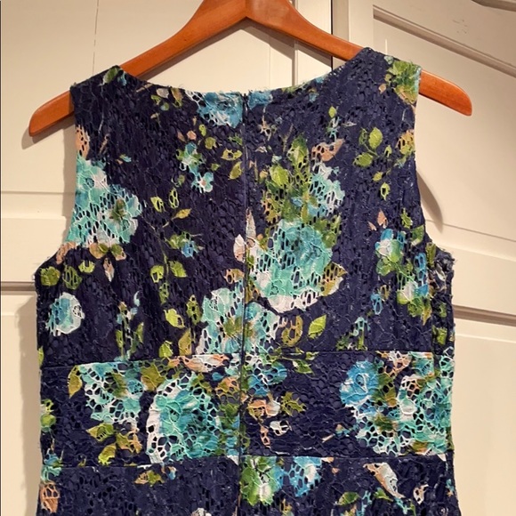 Pretty Navy Lace Dress w/ Vibrant Floral Design - Picture 5 of 7
